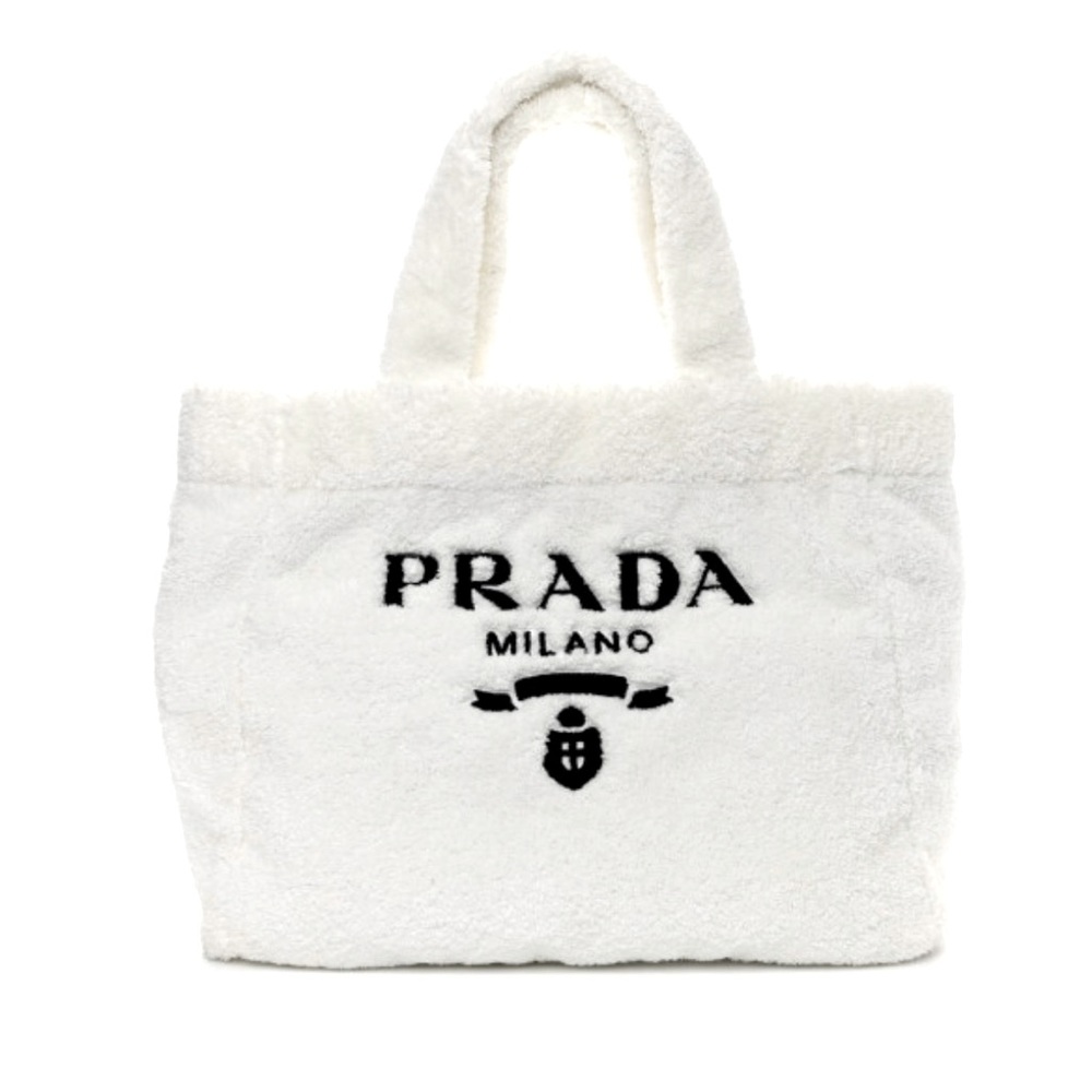 Prada: Re-Edition 2000 White Terry Cloth Maxi Tote